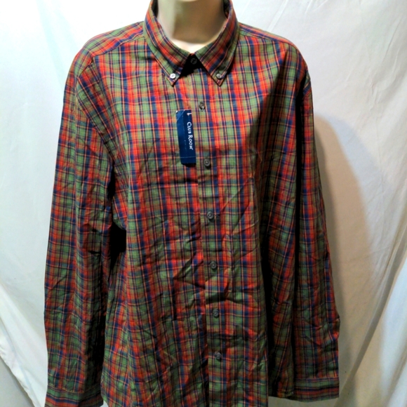 Club Room Other - Men's Club Room button down dress shirt green & Red size XL New with tags